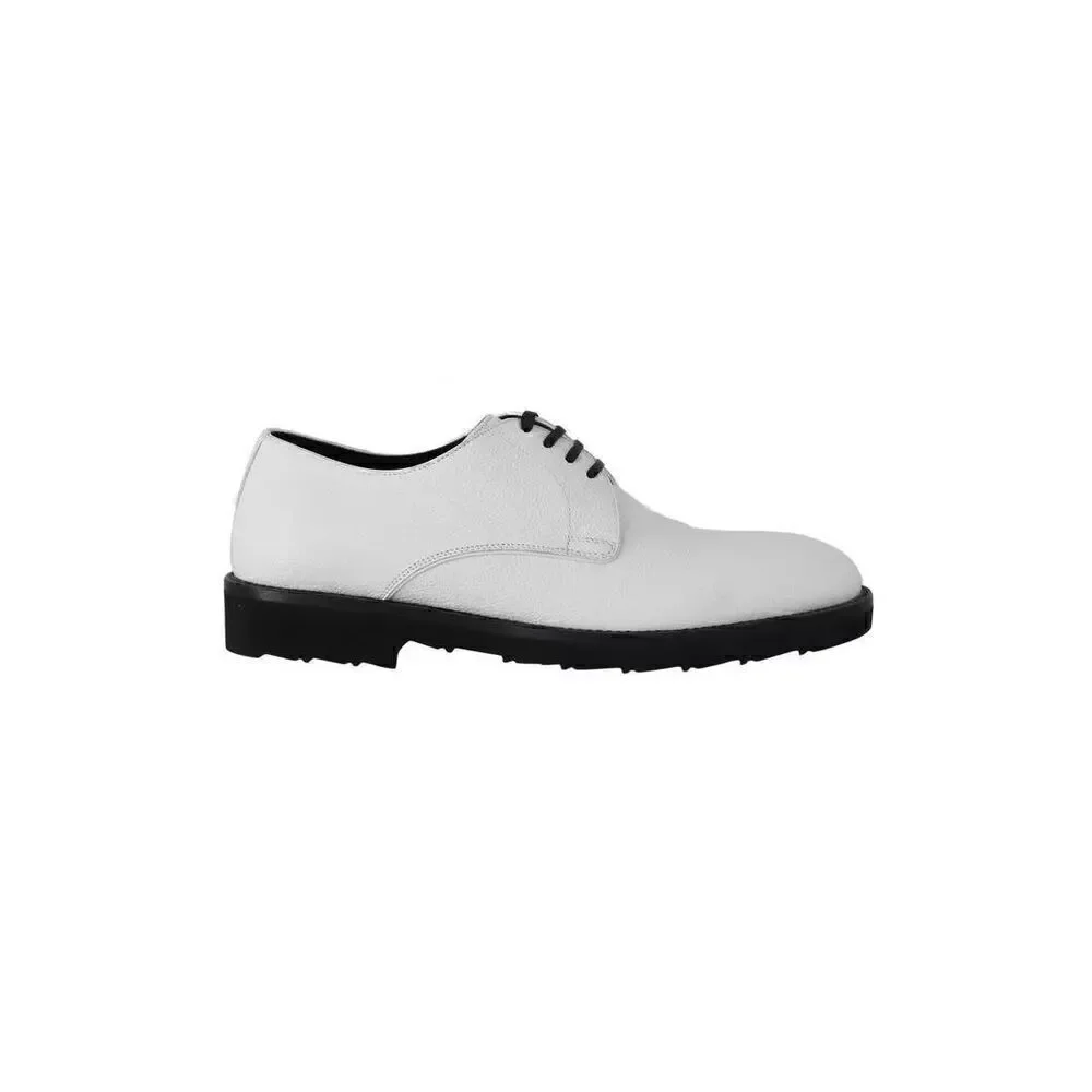 Dolce & Gabbana White Leather Derby Dress Formal Shoes-NWOT